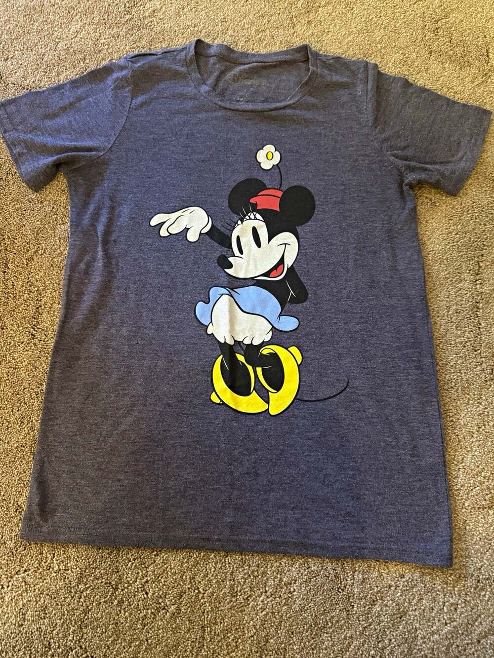 Disney Minnie Mouse Women's Adult Gray Graphic Short Sleeve T-Shirt size small